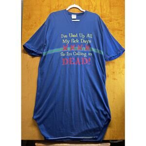 Vintage Stedman Nightgown Funny Graphic Calling In Dead USA One Size Blue
